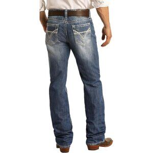 Relaxed Fit Vintage Wash Jeans 100% Cotton Straight Leg Western Style